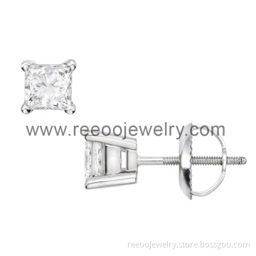 Shiny Diamond Screw Back Stud Earrings
